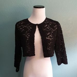 Black Lace Cropped Cardigan